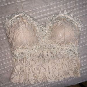 Fashion Nova creme lace top